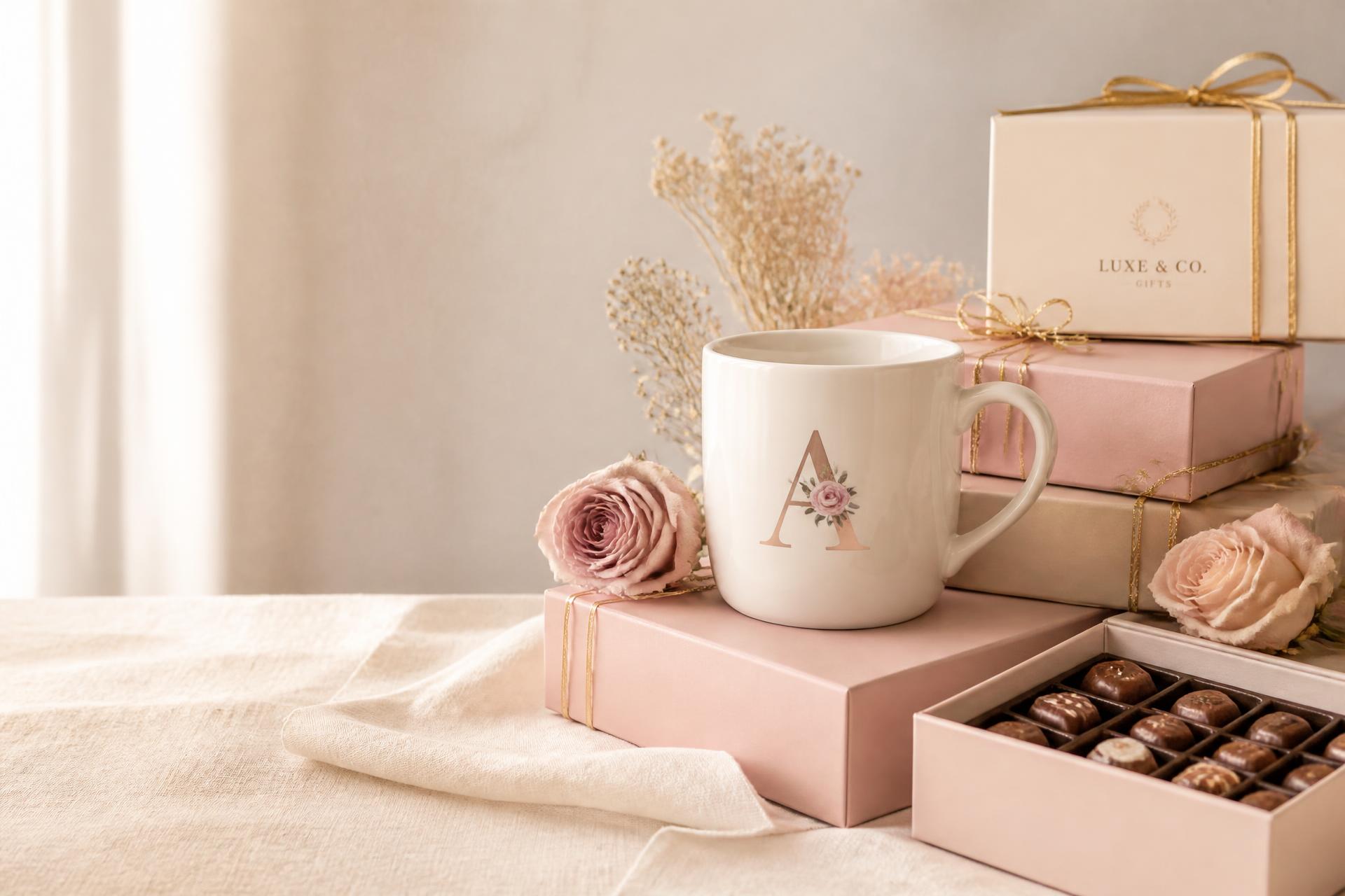 Regalos personalizados, cajas decorativas y flores preparados con amor